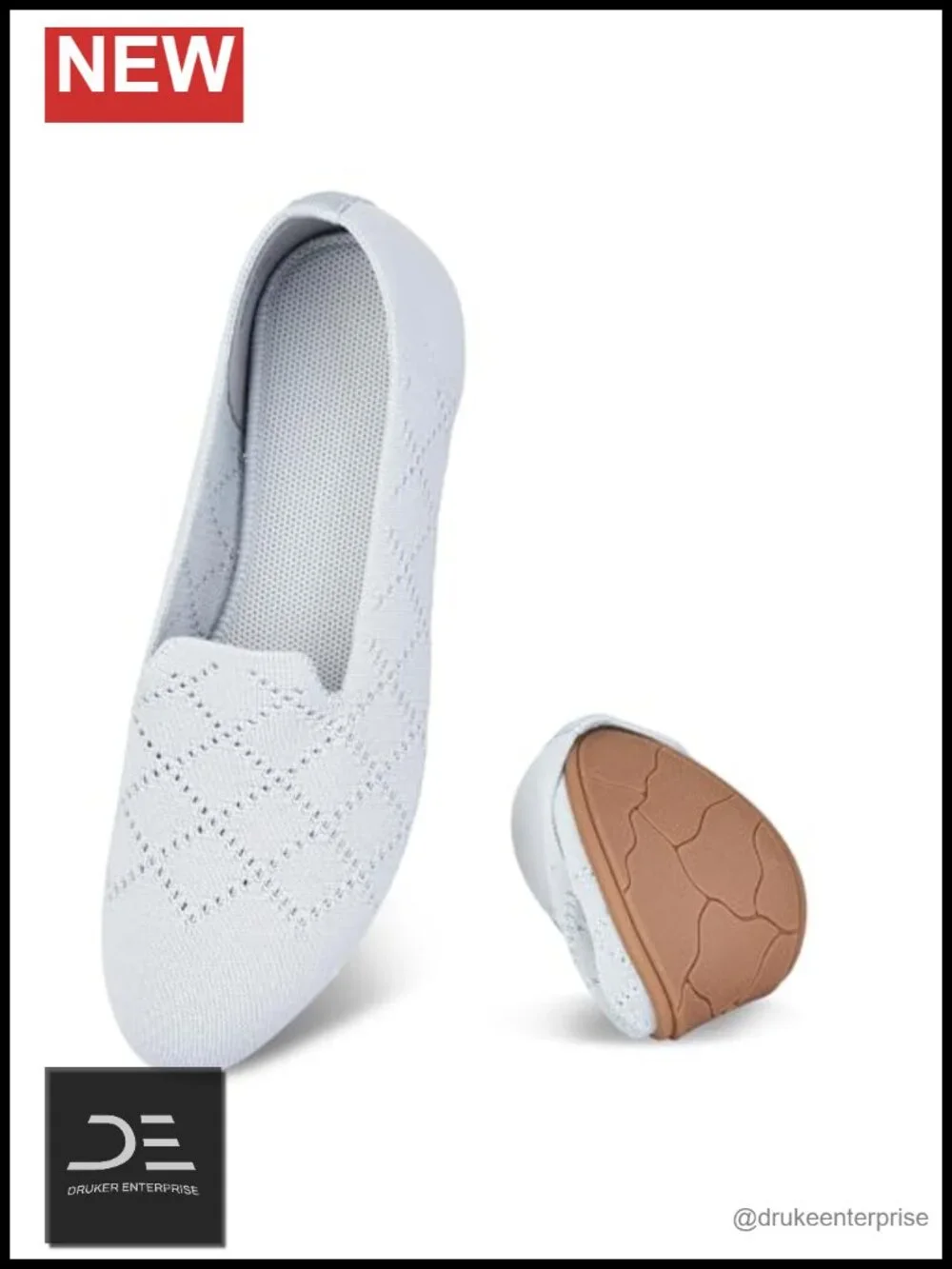 Soft Knit Ballet Flats with 2 Insoles, Arch Support, Foldable Travel Shoes
